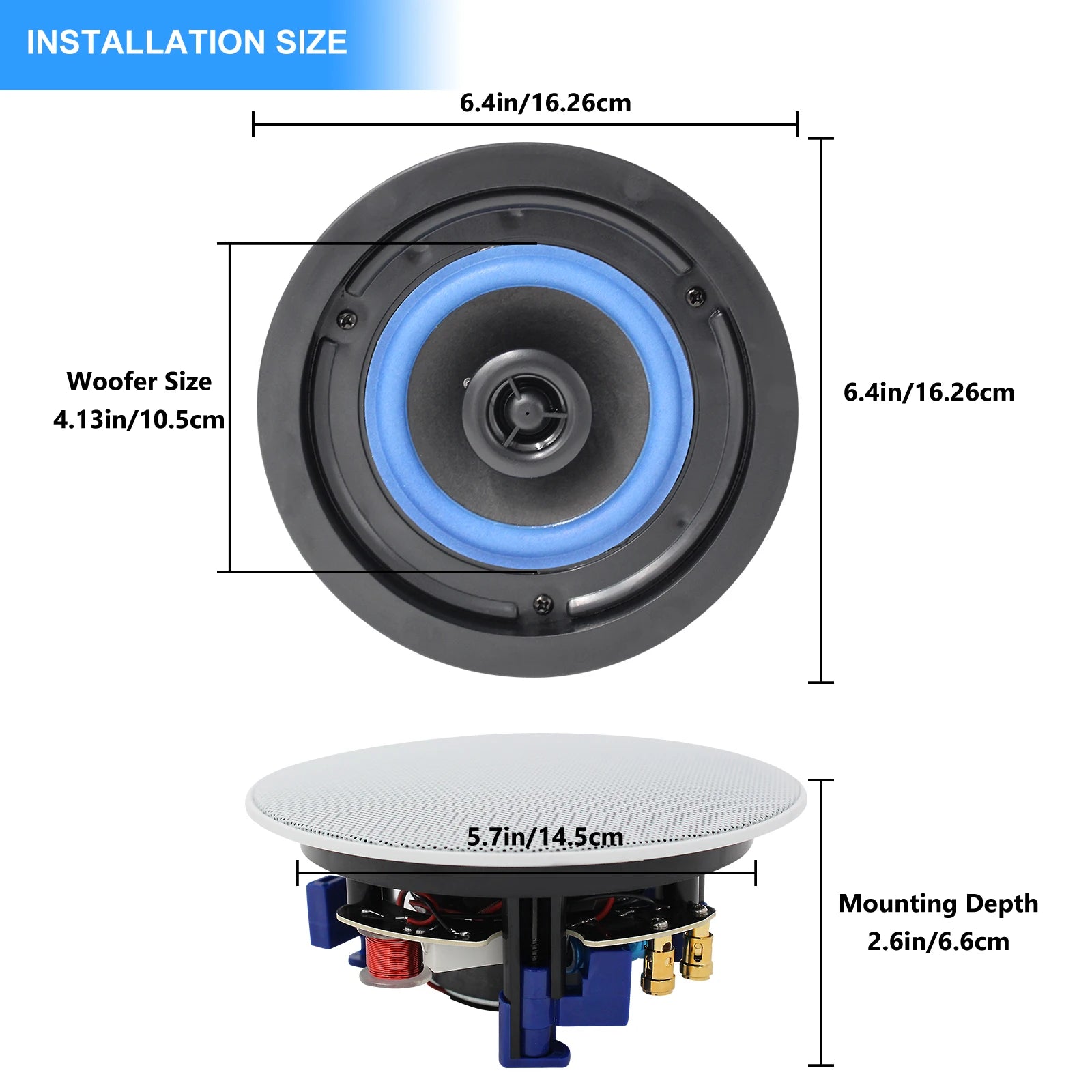 Altavoz de Techo Herdio de 4 Pulgadas, 160W, 2 Vías, Empotrable, Pasivo, con Audio Integrado, Ideal para Baño, Cocina, Oficina, Sala de Estar