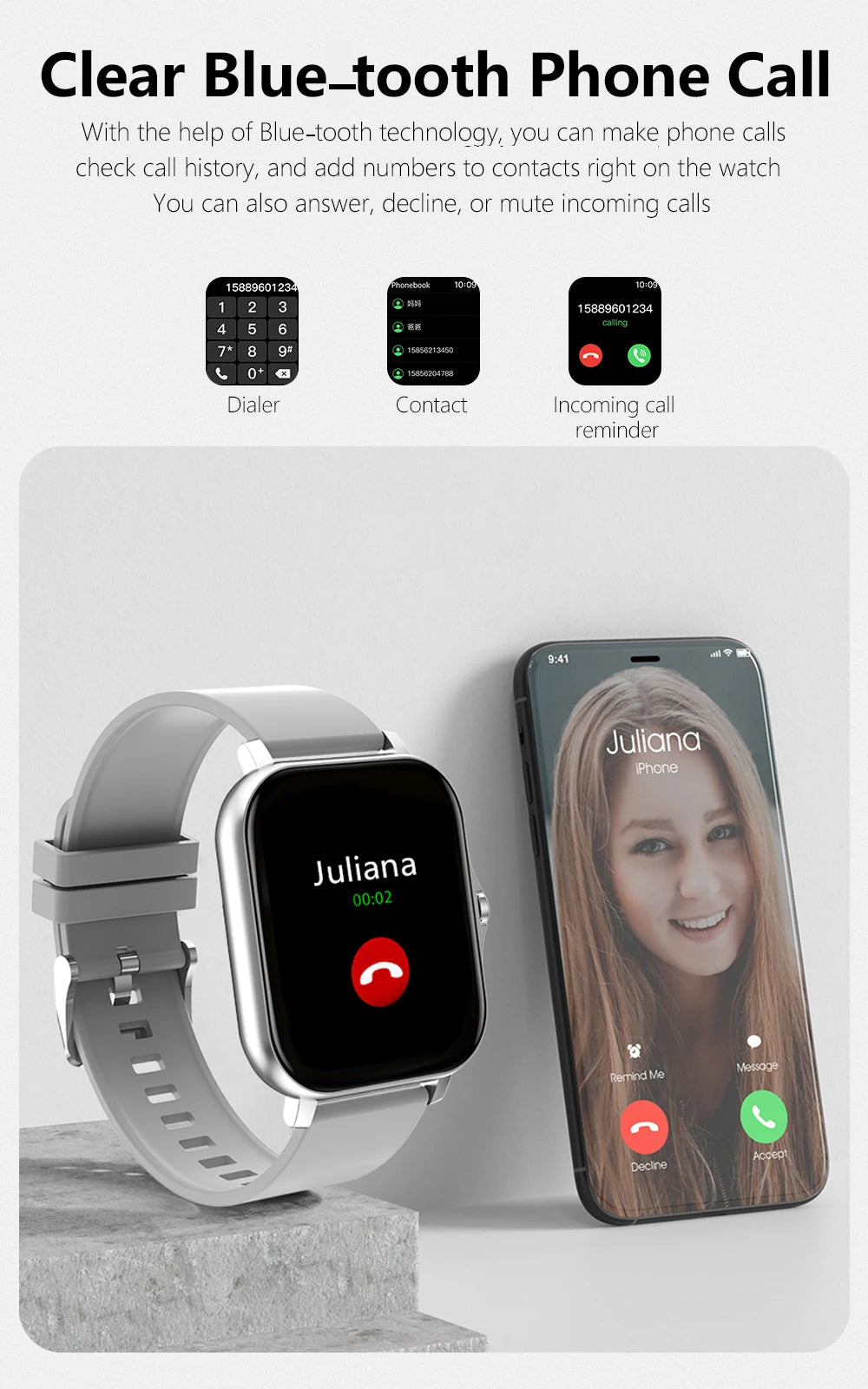 Reloj Inteligente Multifuncional con Bluetooth, Música, Fitness y Monitor de Sueño