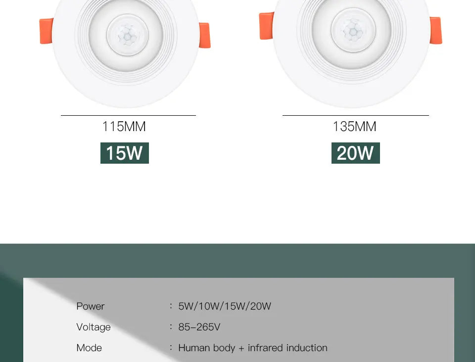 Foco LED Empotrable con Sensor de Movimiento PIR