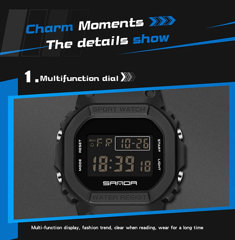 Reloj Digital SANDA 2107 Militar para Hombre, Estilo G Sport LED