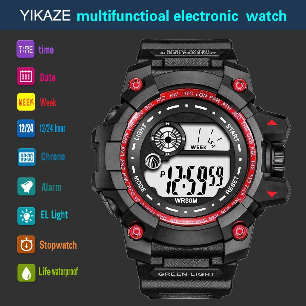 Reloj Deportivo Digital LED Resistente al Agua