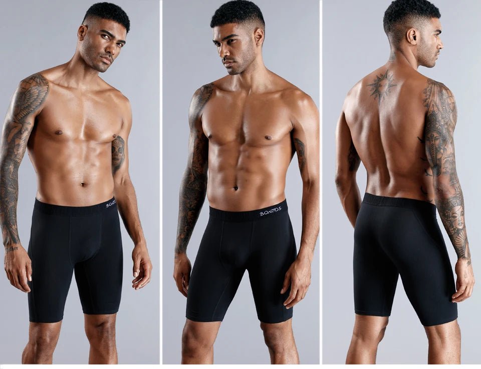 3 uds Boxers largos para hombre, lotes de ropa interior para hombre, calzoncillos de algodón para hombre, Boxershorts familiares, Boxer, pantalones cortos sexis para hombre Calecon