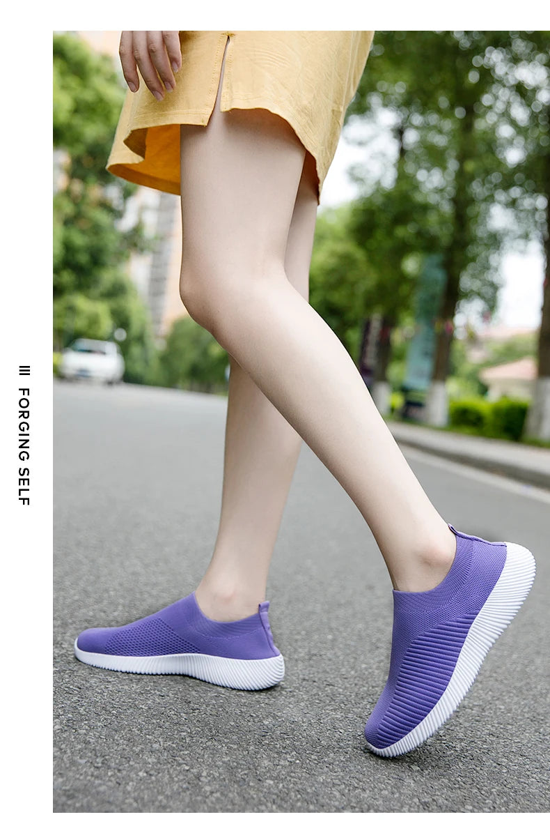 Zapatos vulcanizados para mujer, zapatillas de deporte de alta calidad para mujer, zapatos planos sin cordones, mocasines para mujer de talla grande 42, zapatos planos para caminar