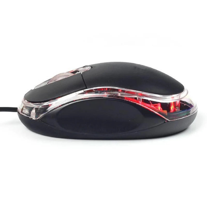 Mini ratón óptico con cable USB LED ratón de diseño ergonómico para PC/portátil/portátil