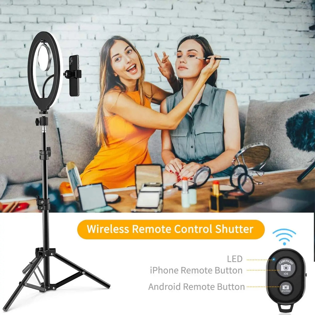 Anillo de luz LED para Selfie de 33cm, luces de fotografía, lámpara fría cálida con trípode, luz de anillo USB regulable para vídeo Tiktok, lámpara de relleno en vivo