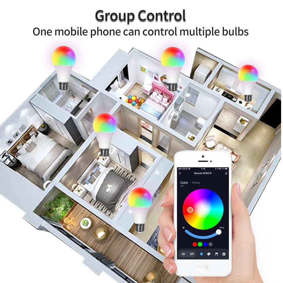 Bombilla LED Inteligente RGB Tuya con Control Bluetooth
