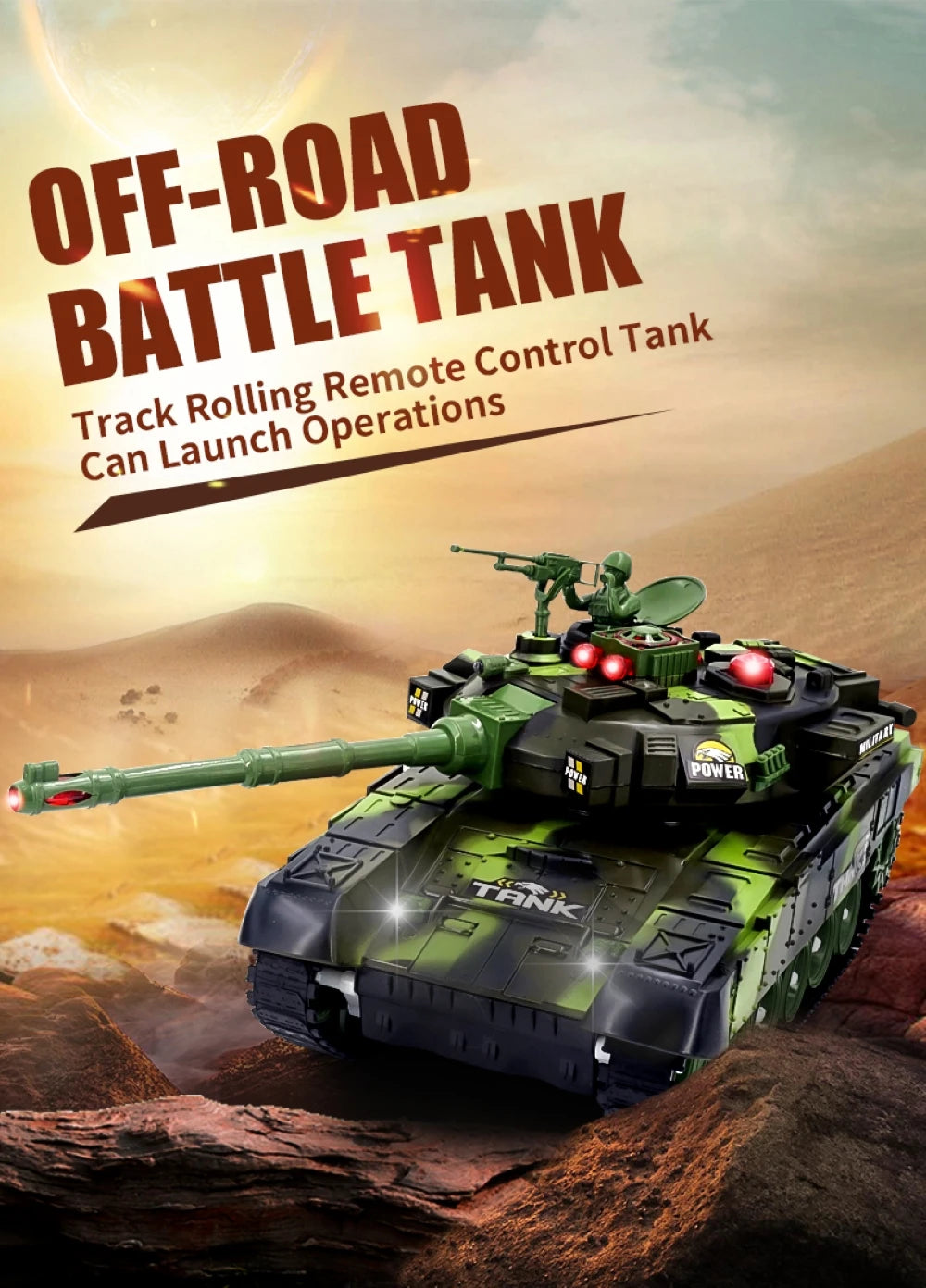 Tanque RC Grande 44cm Control Remoto Simulación Militar