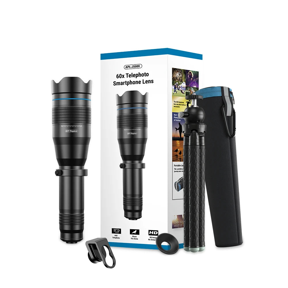 APEXEL Lente Teleobjetivo 60X para Teléfono con Trípode