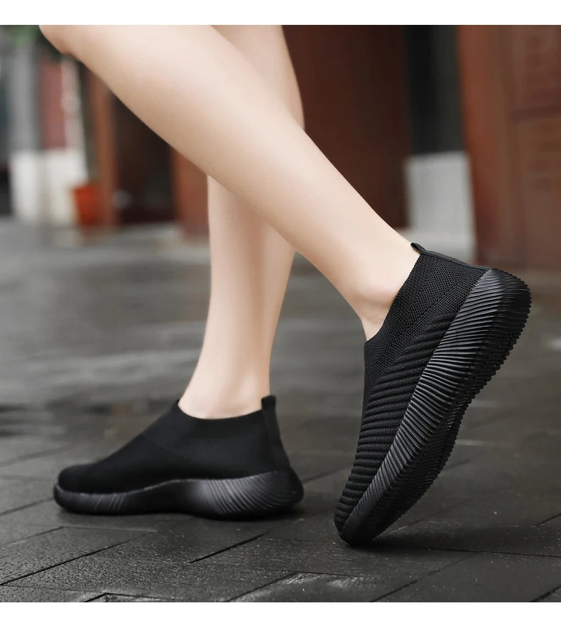 Zapatos vulcanizados para mujer, zapatillas de deporte de alta calidad para mujer, zapatos planos sin cordones, mocasines para mujer de talla grande 42, zapatos planos para caminar