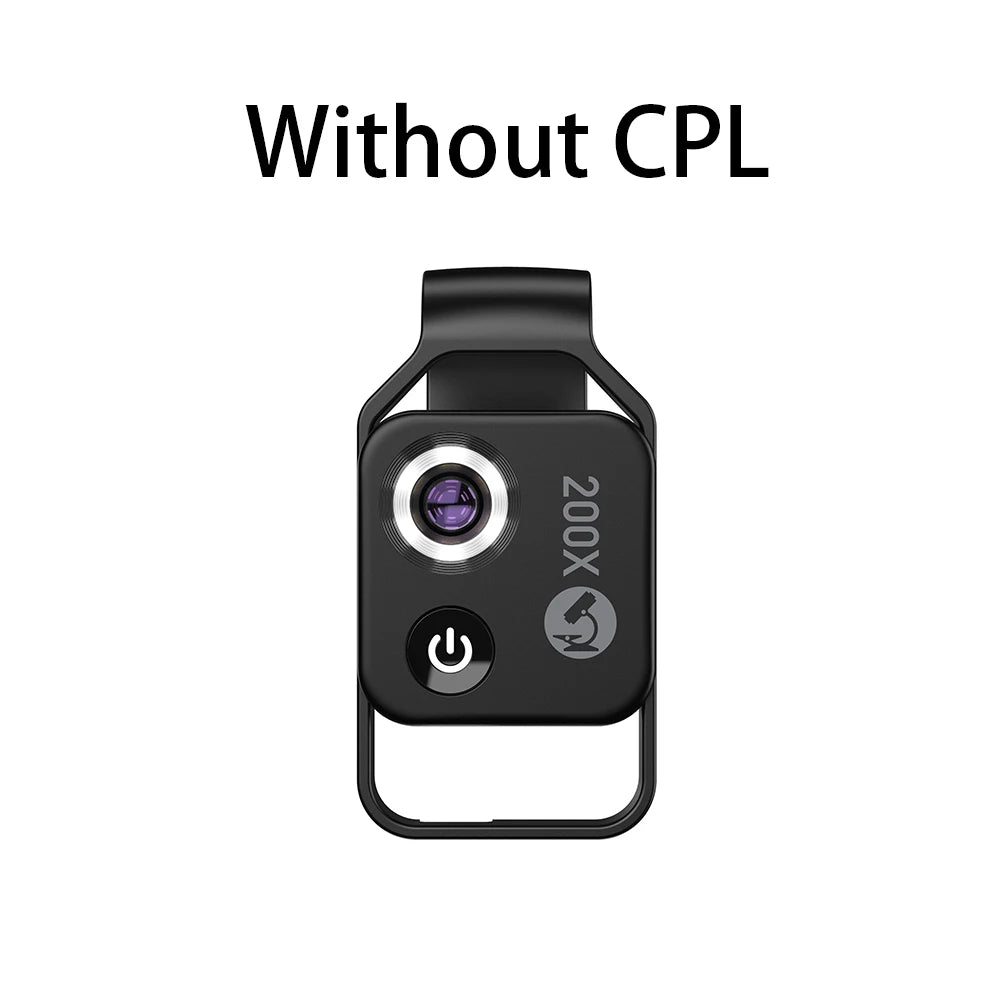 Lente Microscopio 200X para Teléfono con Luz LED y Filtro CPL