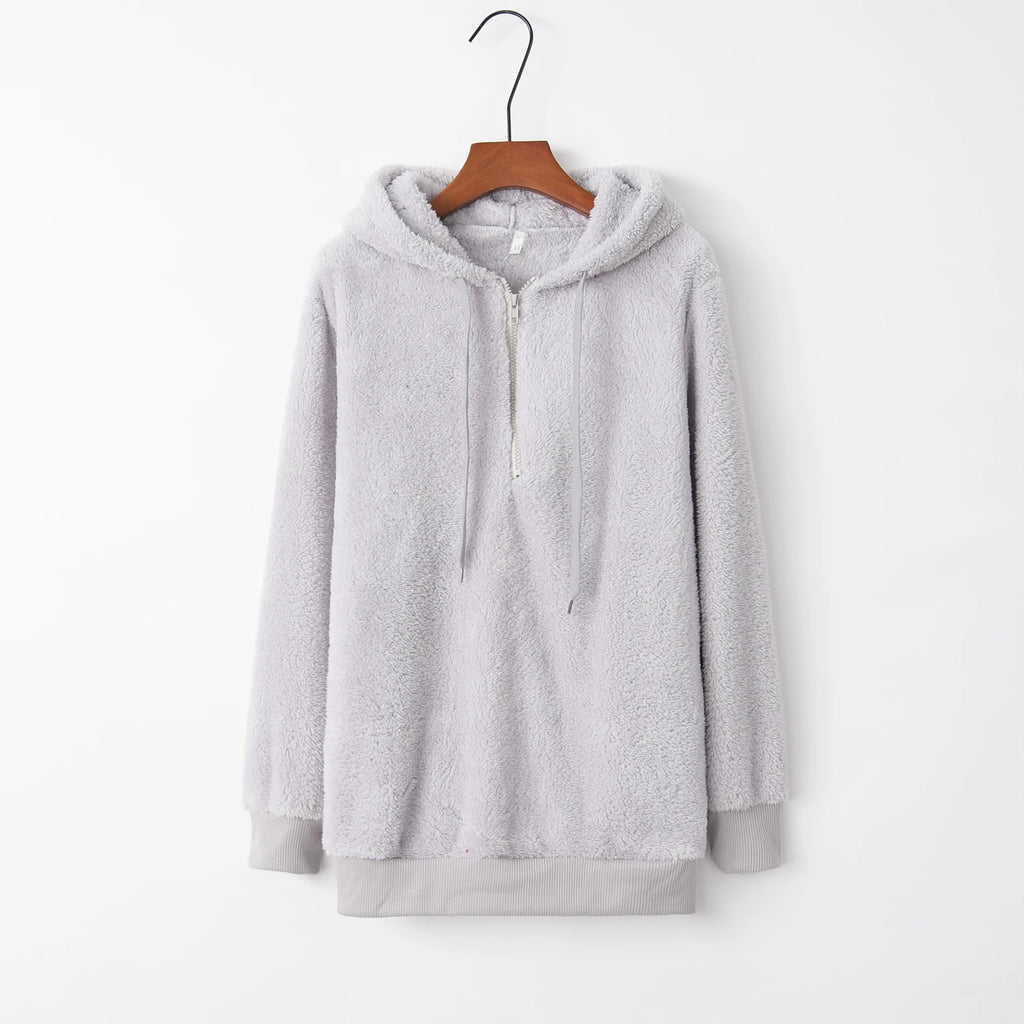 Suéter con capucha de manga larga para mujer, abrigo monocromático, tendencia de moda
