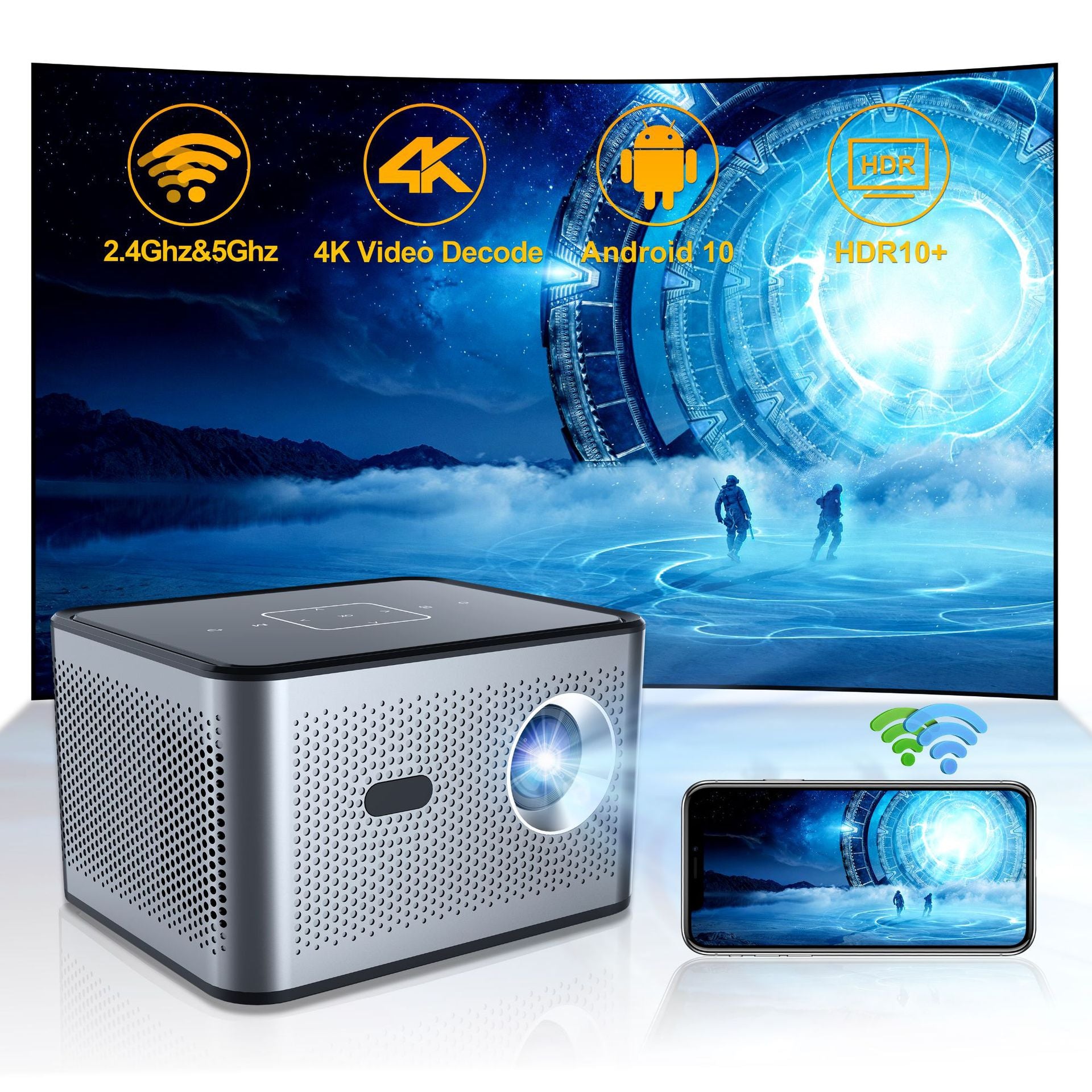 Proyector inteligente Xnano X3Pro nativo 720P Android 11 190ANS 4K decodifica doble WiFi BT5.0 cine portátil en casa