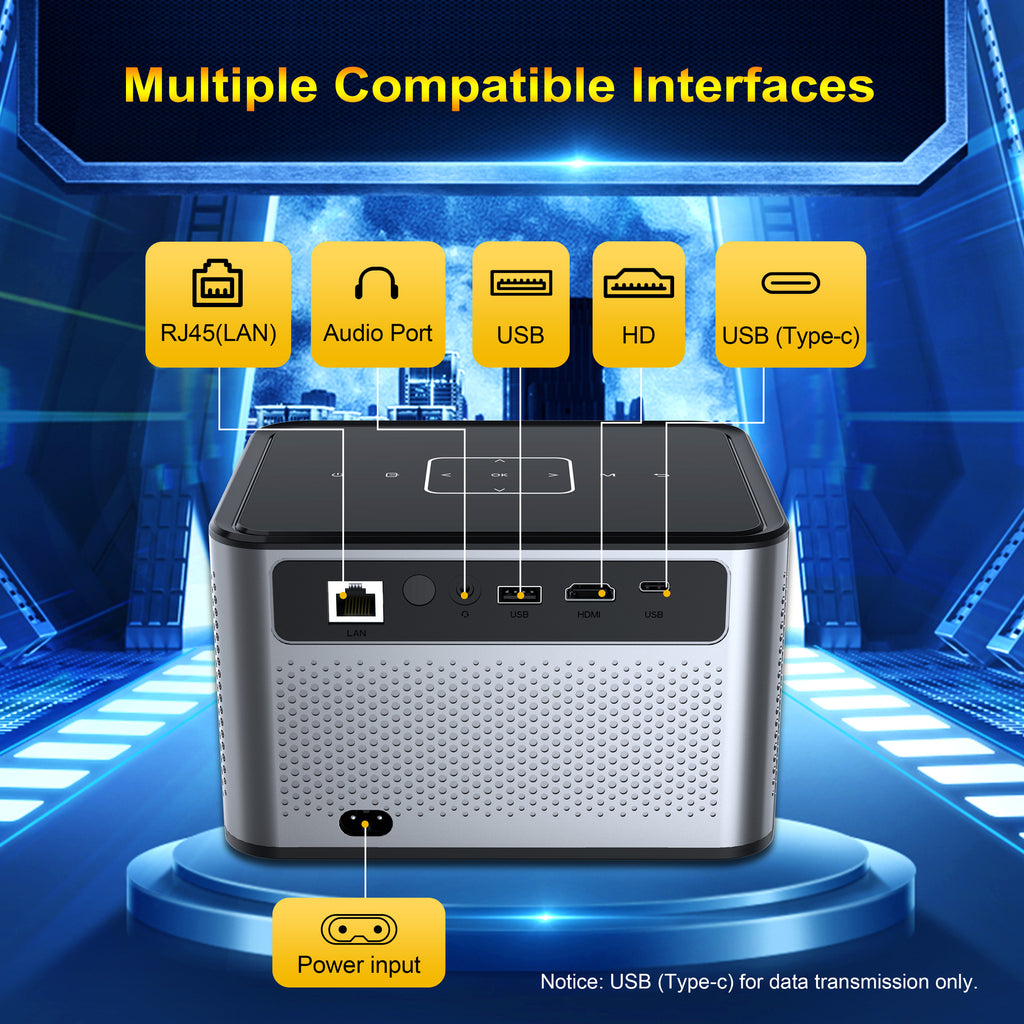Proyector inteligente portátil X3 Pro nativo 720P 190ANSI Android11 H716 Proyector de cine en casa 4K de WiFi BT5.0 de banda doble