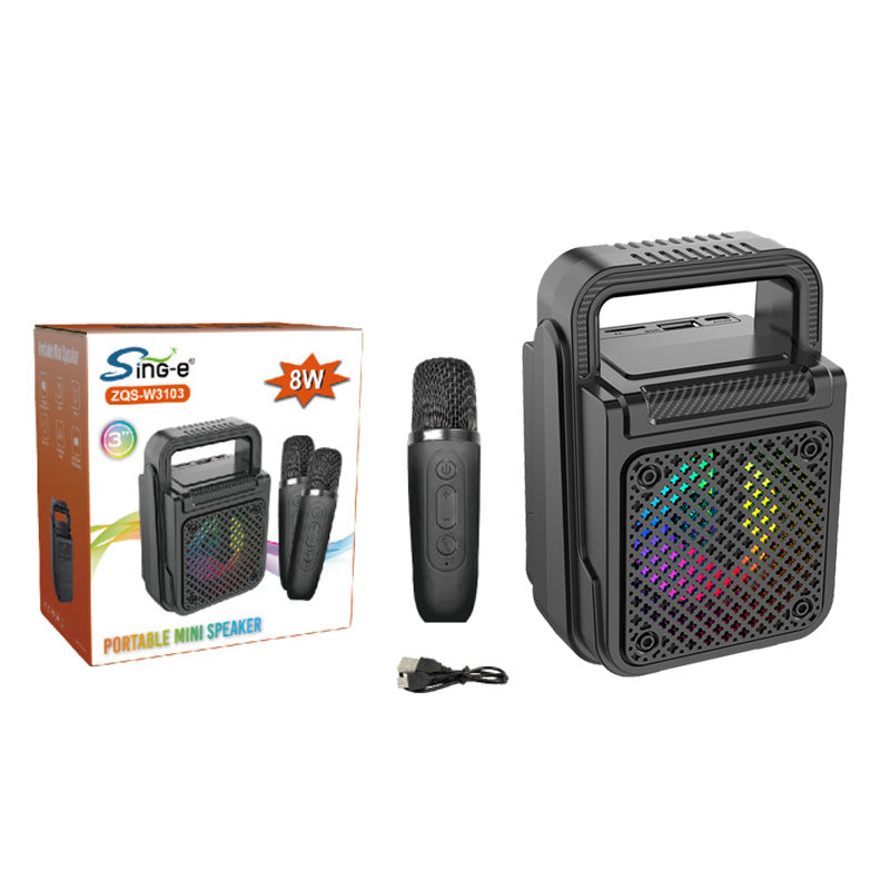 Altavoz Karaoke Bluetooth 8W con Micrófonos Inalámbricos y LED RGB
