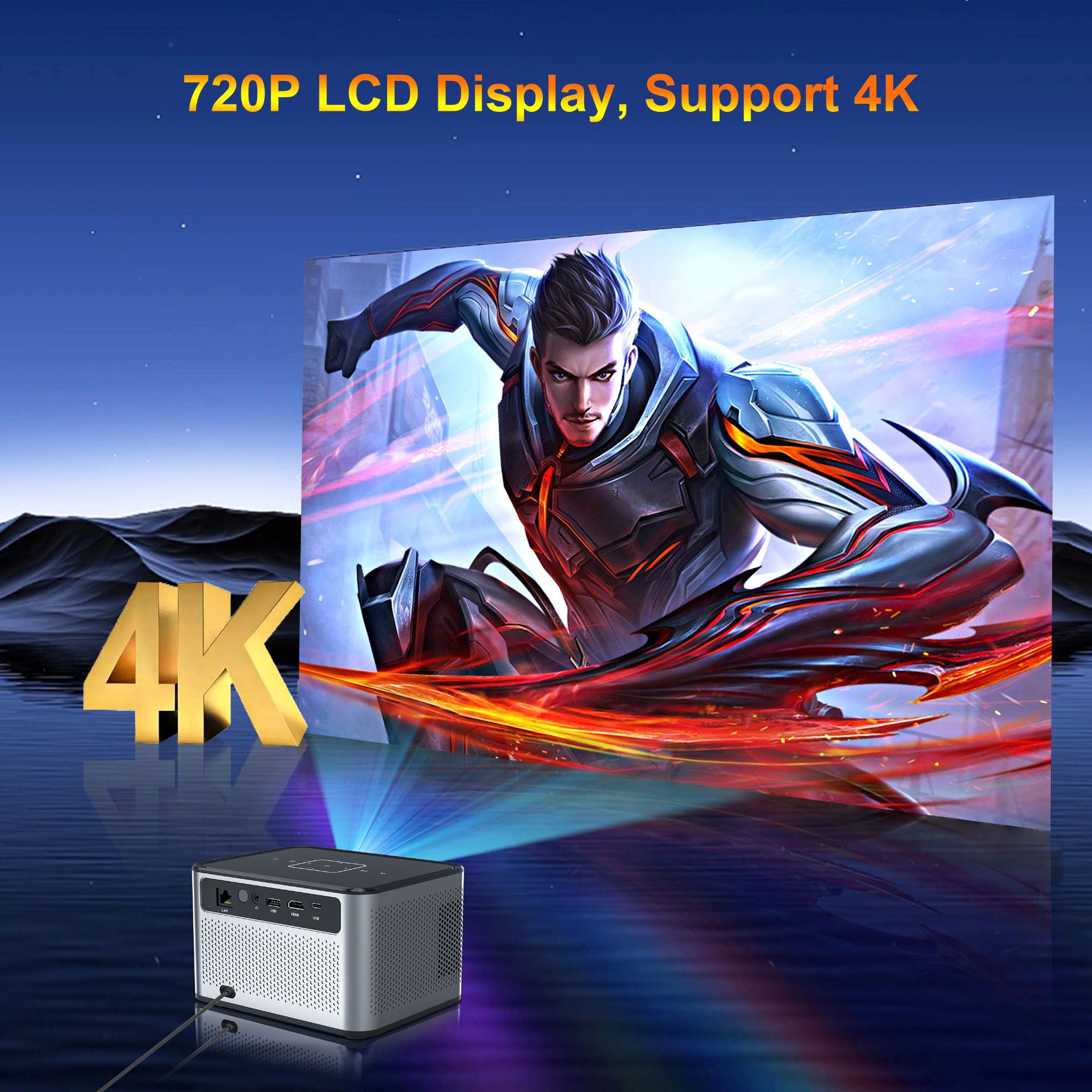 Proyector inteligente Xnano X3Pro nativo 720P Android 11 190ANS 4K decodifica doble WiFi BT5.0 cine portátil en casa