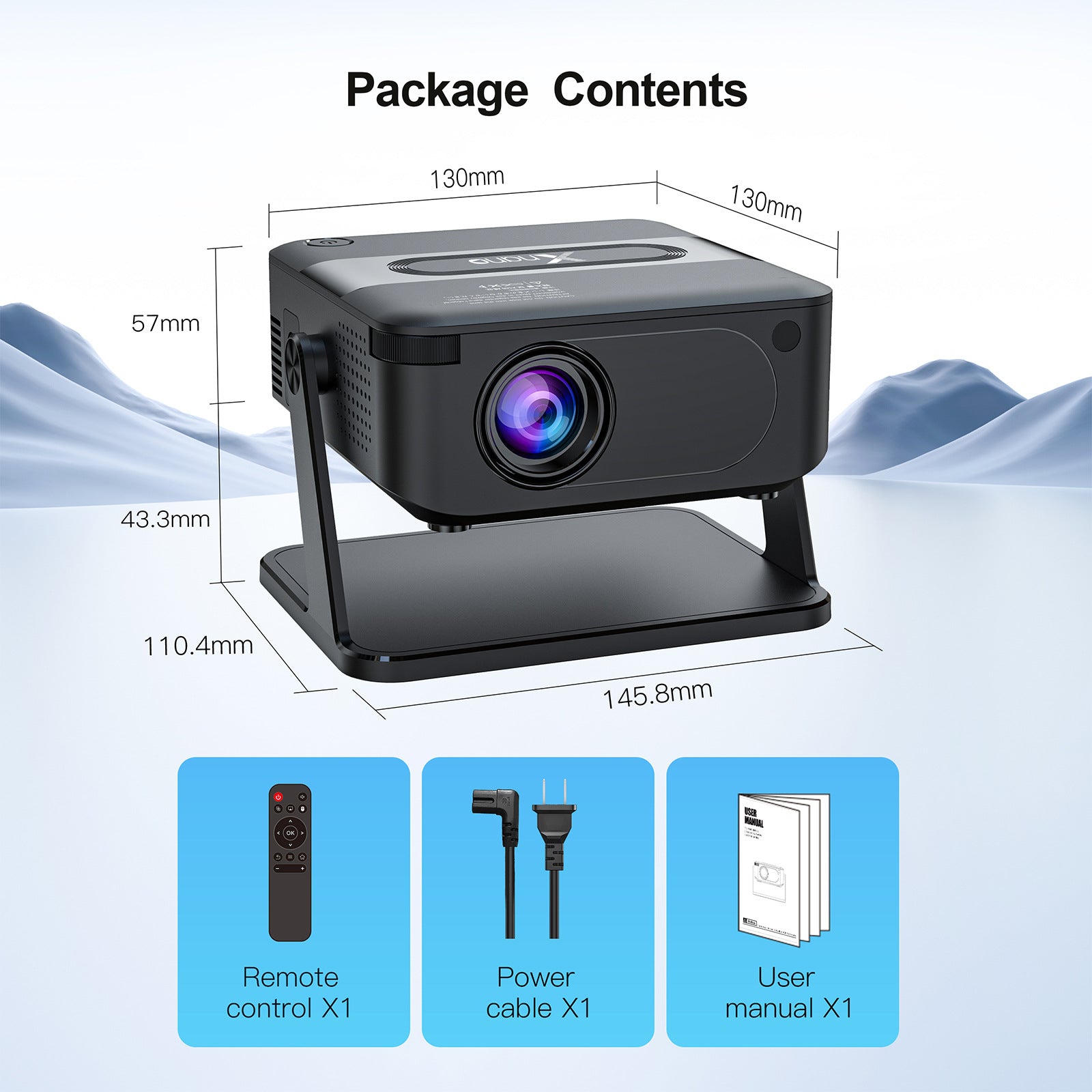 Proyector inteligente HA109 nativo 720P 4K Decodificar 130ANSI Android 11 WiFi6 Bluetooth5.0 270 ° Proyector de cine en casa giratorio