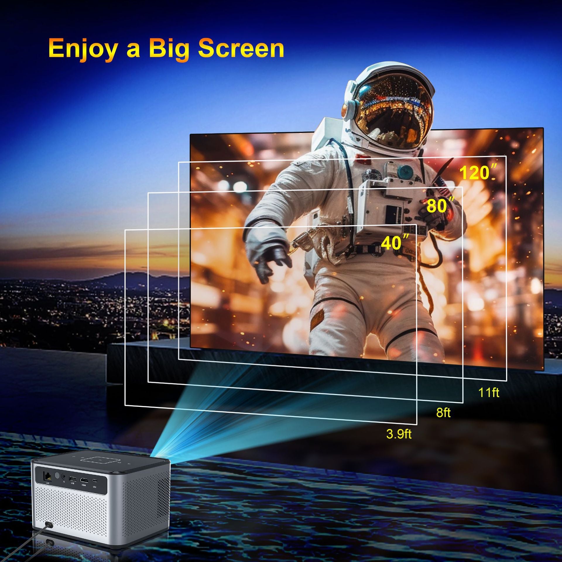 Proyector inteligente Xnano X3Pro nativo 720P Android 11 190ANS 4K decodifica doble WiFi BT5.0 cine portátil en casa