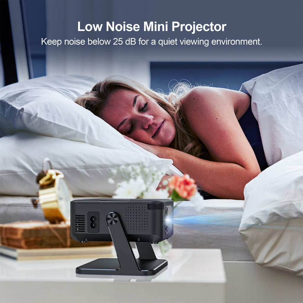 Proyector inteligente HA109 nativo 720P 4K Decodificar 130ANSI Android 11 WiFi6 Bluetooth5.0 270 ° Proyector de cine en casa giratorio