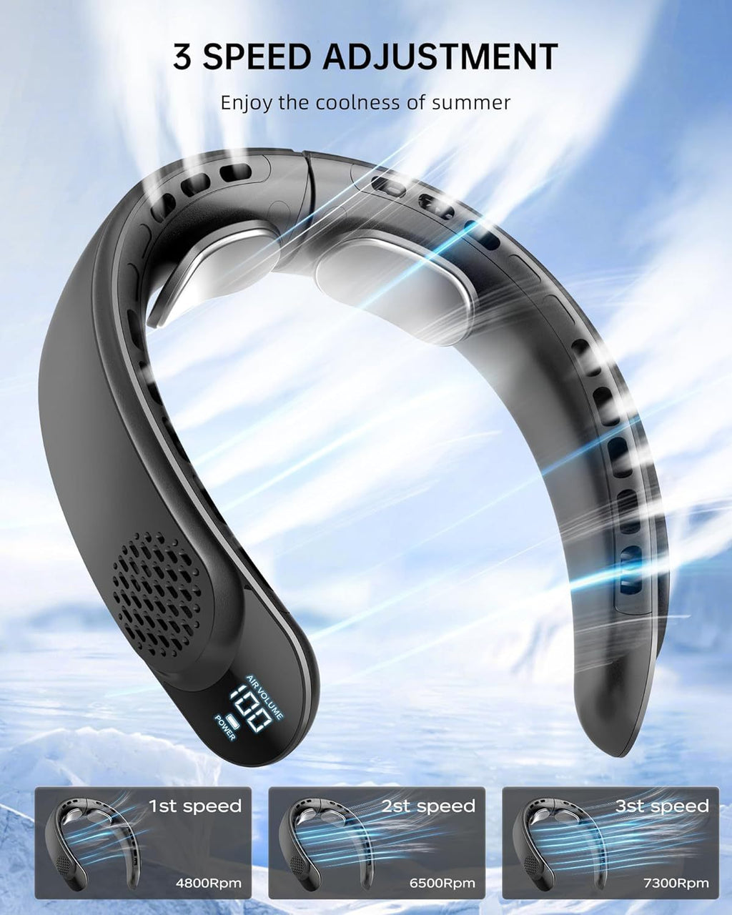 Ventilador de cuello USB de cuatro núcleos, turbina de diseño sin espalda, fácil de controlar y transportar, portátil, para exteriores, regalo de verano, novedad de 2024