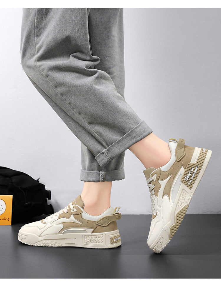 Zapatillas de deporte de otoño para hombre, zapatos de plataforma cómodos, zapatos vulcanizados con cordones de tendencia, Zapatillas informales blancas