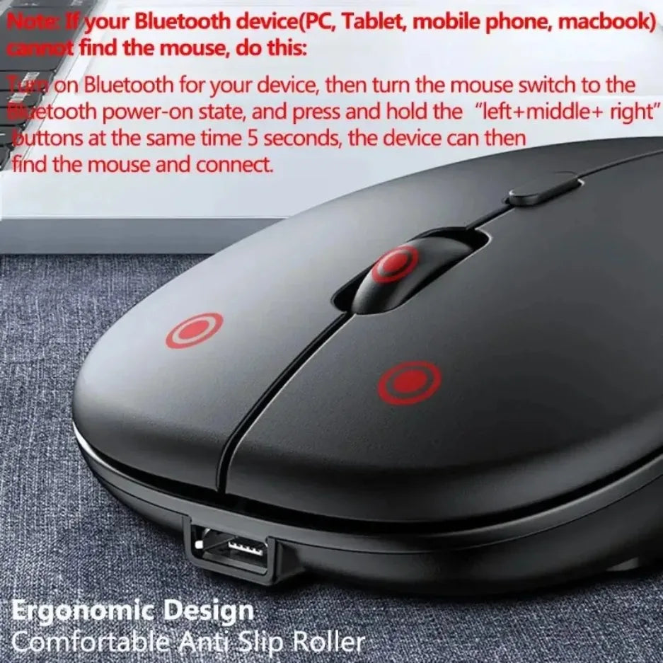Nuevo ratón inalámbrico Bluetooth, ratón óptico recargable USB para ordenador, portátil, PC, Macbook, ratón para juegos, Gamer, 2,4 GHz, 1600DPI