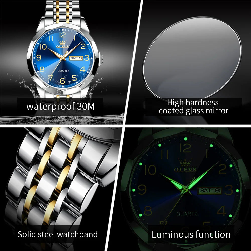 Reloj de Cuarzo Analógico para Hombre OLEVS 9970 Acero Inoxidable Negocios