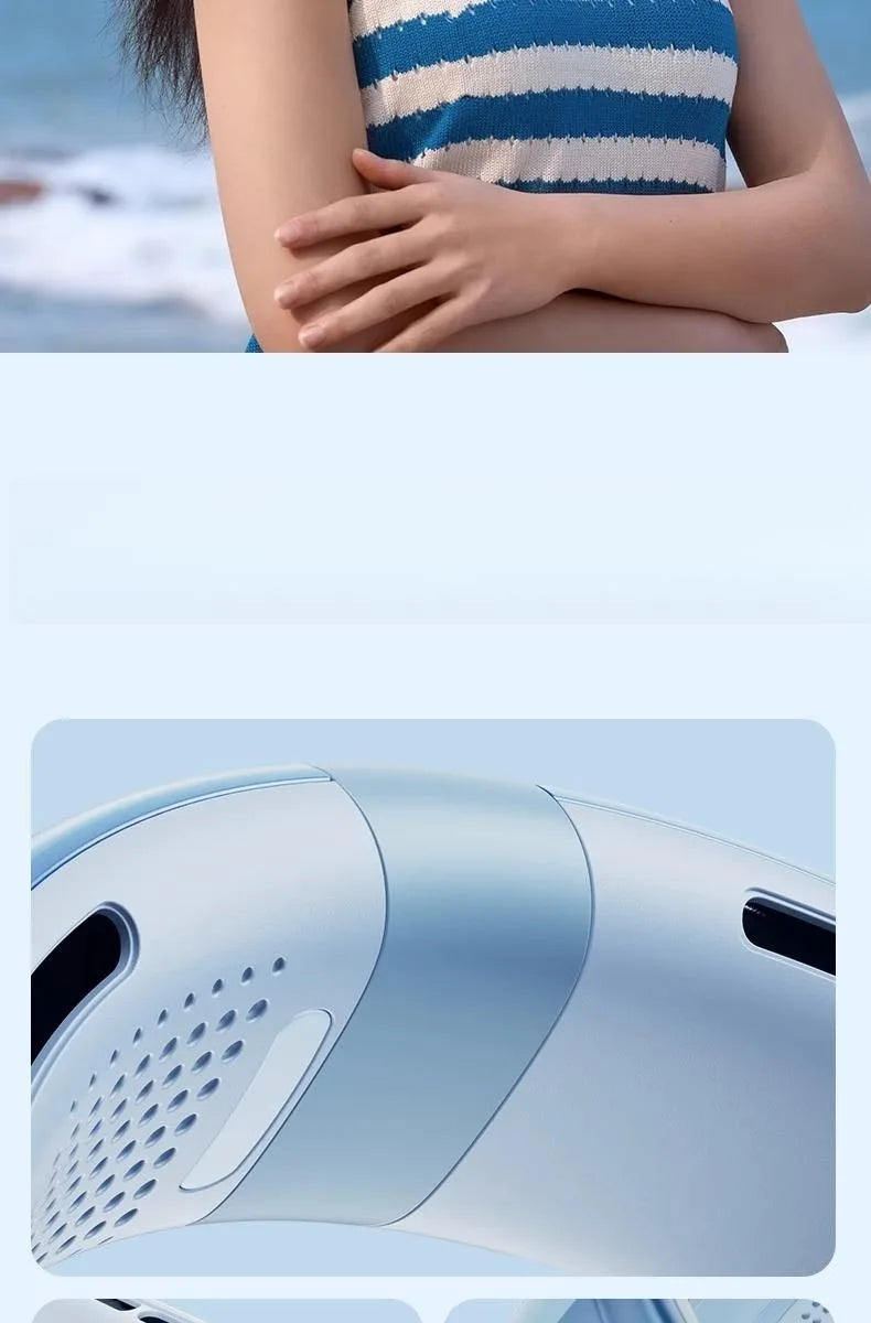 Ventilador de cuello portátil recargable, miniventilador de 3 velocidades, silencioso, eléctrico, para exteriores, hogar, Camping, 10000mAh