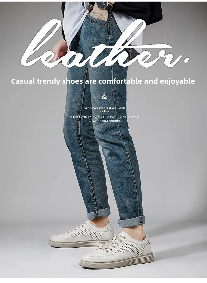 Zapatos Casuales de Cuero Genuino para Hombre - Suela Gruesa