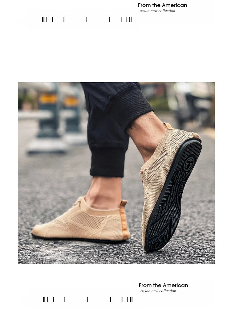Zapatos informales ligeros sin cuero para hombre, mocasines de malla a la moda para parejas, zapatillas transpirables con cordones para hombre, zapatos planos suaves para Yoga