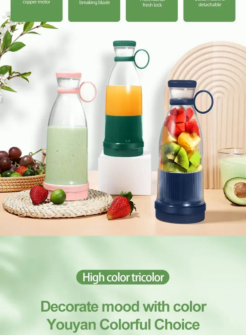 Taza exprimidora eléctrica, licuadora de 6 hojas, máquina para batidos, herramienta portátil USB para mezclar leche y fruta, Mini licuadora de jugo fresco