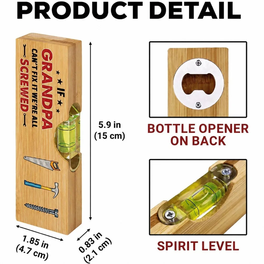 Abridor de Botellas 2 en 1 de Madera con Inserto de Acero, Divertido y Duradero, para el Día del Padre, Cumpleaños, Acción de Gracias, Abridor de Bebidas