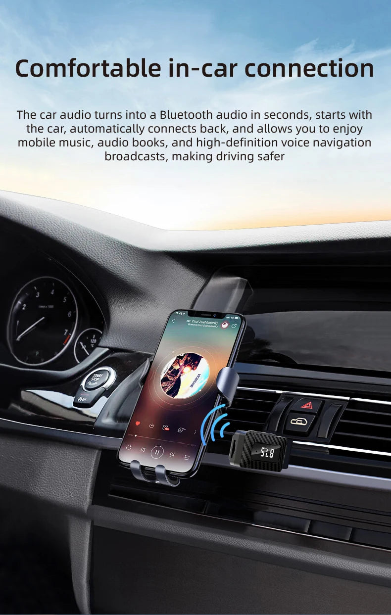 Receptor Bluetooth para Auto con Lector TF y Manos Libres
