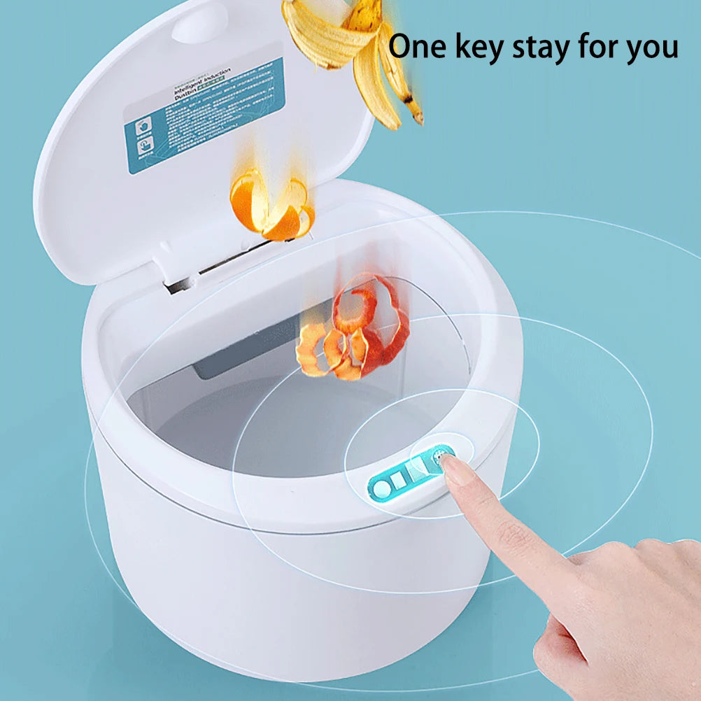 Cubo de Basura con Sensor para Escritorio, Funciona con Batería, Mini Cubo de Basura Automático con Tapa para Escritorio y Vehículo, 3L
