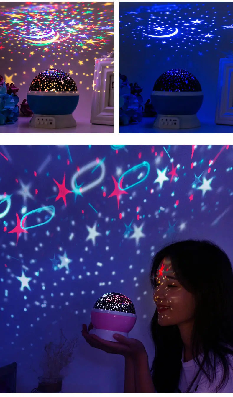 Proyector de lámpara de noche, proyector de luz nocturna de cielo estrellado, decoración de lámpara de bebé, proyector giratorio de Luna y galaxia para guardería, luz de mesa