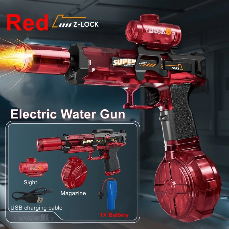 Pistola de Agua Eléctrica con LED y Llama para Niños y Adultos
