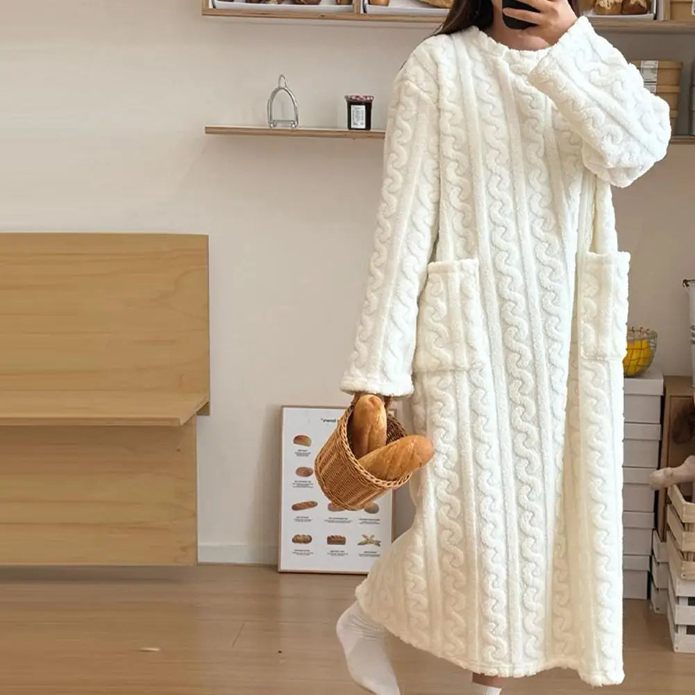 Camisón de terciopelo Coral para mujer, pijamas para mujer, ropa de dormir larga de otoño e invierno, conjuntos de batas cálidas, ropa para el hogar, albornoz, camisón