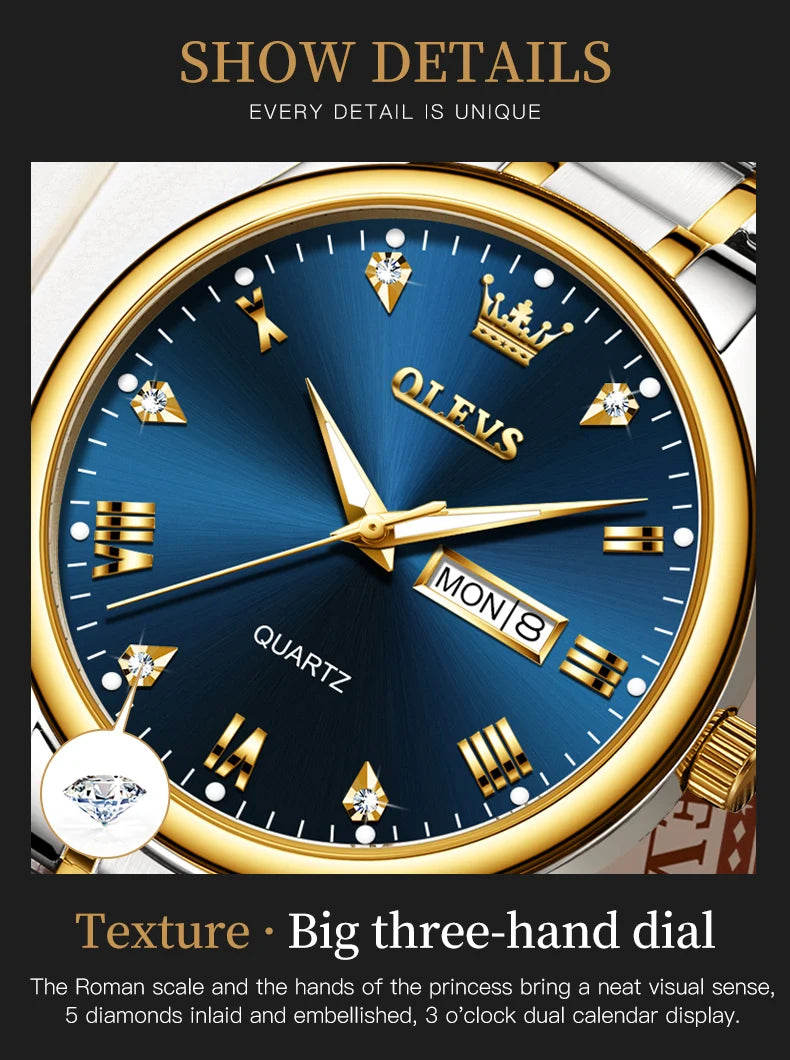 Reloj de Cuarzo OLEVS para Hombre Acero Inoxidable Luminoso