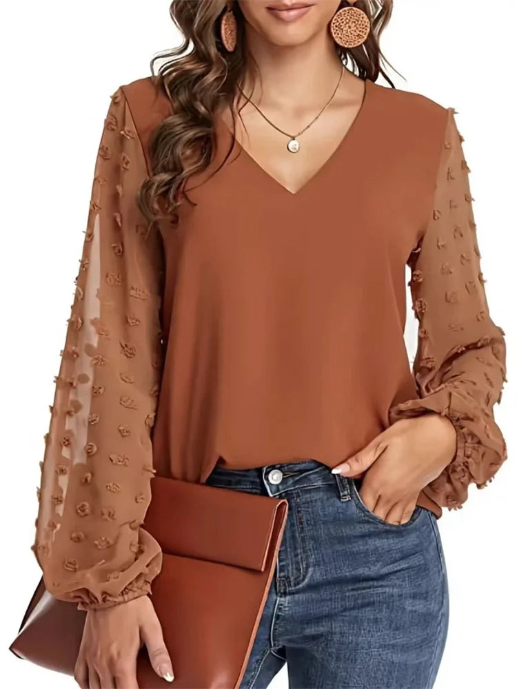 Blusa de Manga Larga Acampanada para Mujer