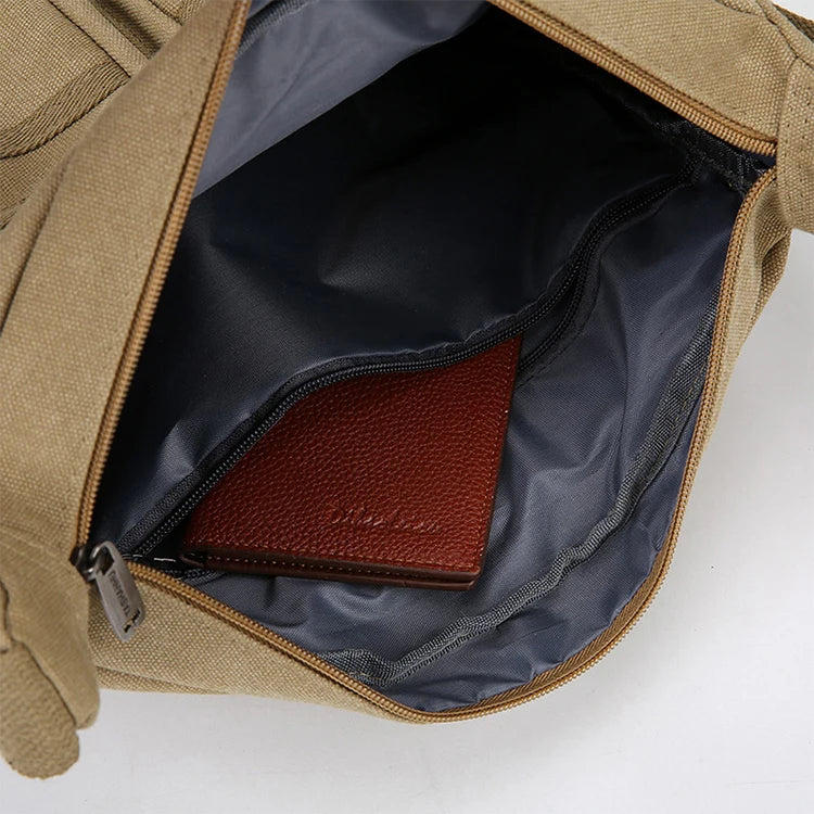 Bolso cruzado informal de negocios neutro: correas ajustables para los hombros, múltiples compartimentos con cremallera, paño de poliéster negro duradero