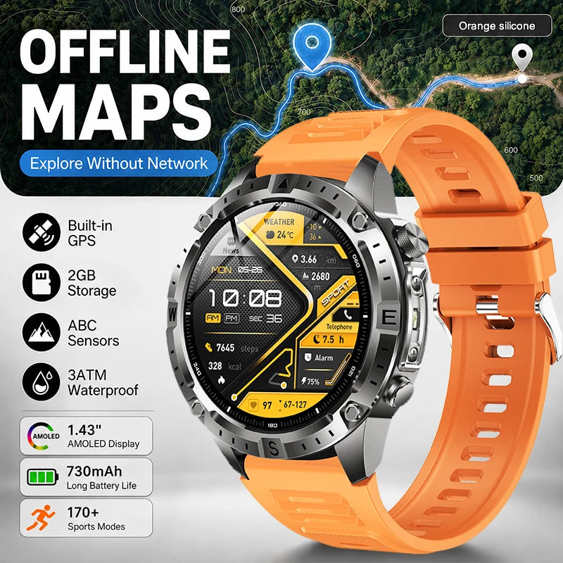 Reloj Inteligente Deportivo con GPS, Mapa Offline y Pantalla AMOLED