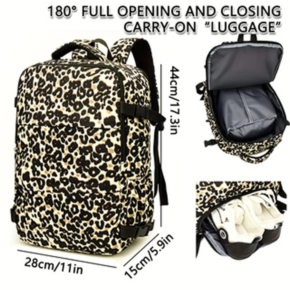 Mochila de Viaje con Estampado de Leopardo de Gran Capacidad