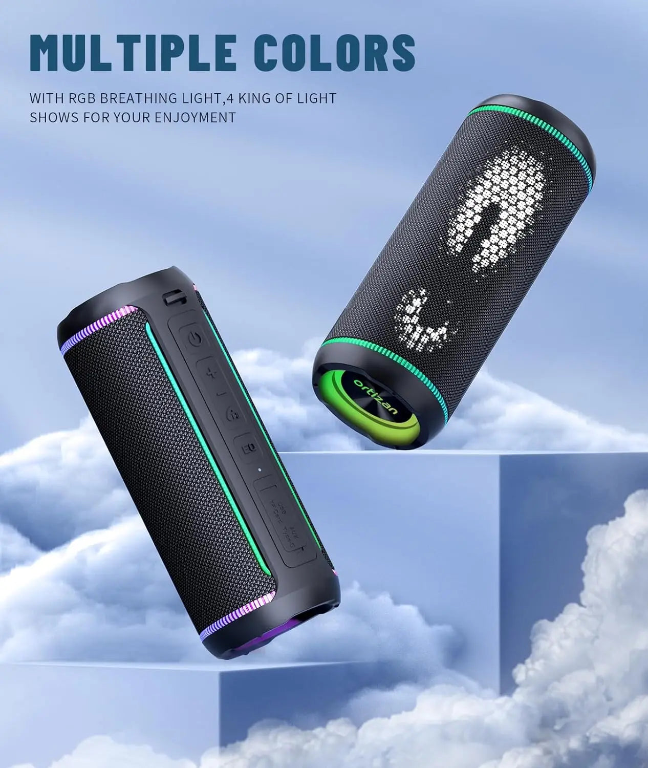 Ortizan X30 Altavoces Bluetooth portátiles Bass Boost 40W Potente altavoz inalámbrico IPX7 resistente al agua con batería de 6600mAh USB/TF/AUX