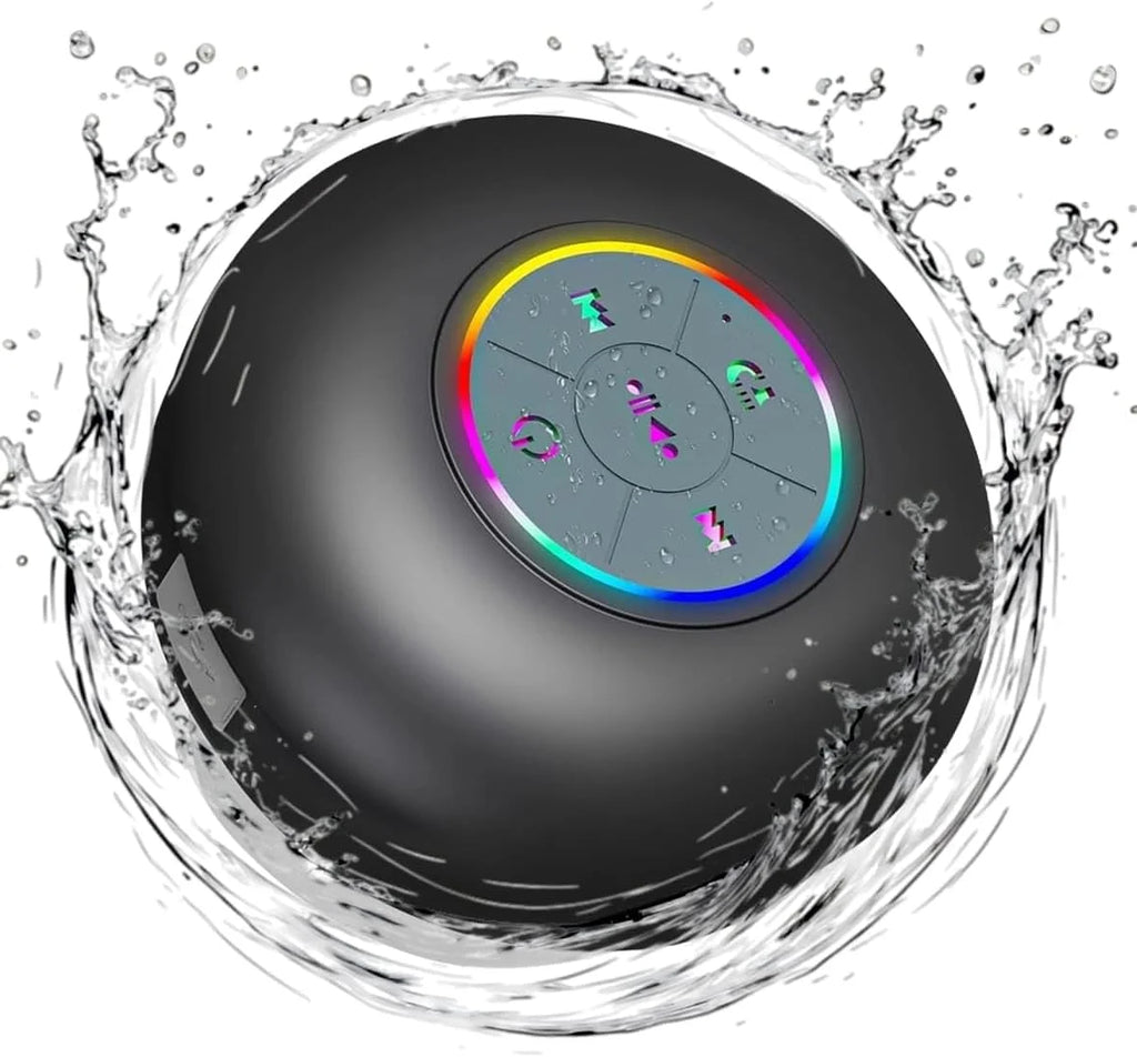 Altavoz de ducha Bluetooth, minialtavoz inalámbrico portátil con micrófono, ventosa IPX4, resistente al agua para viajes, piscina, río flotante