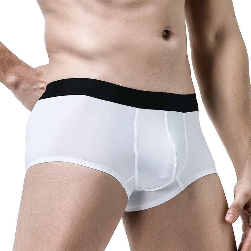 Ropa interior con separación de cordón espermático para hombre, bolsa para escroto de venas, calzoncillos de cuatro esquinas, boxers sexys curvos