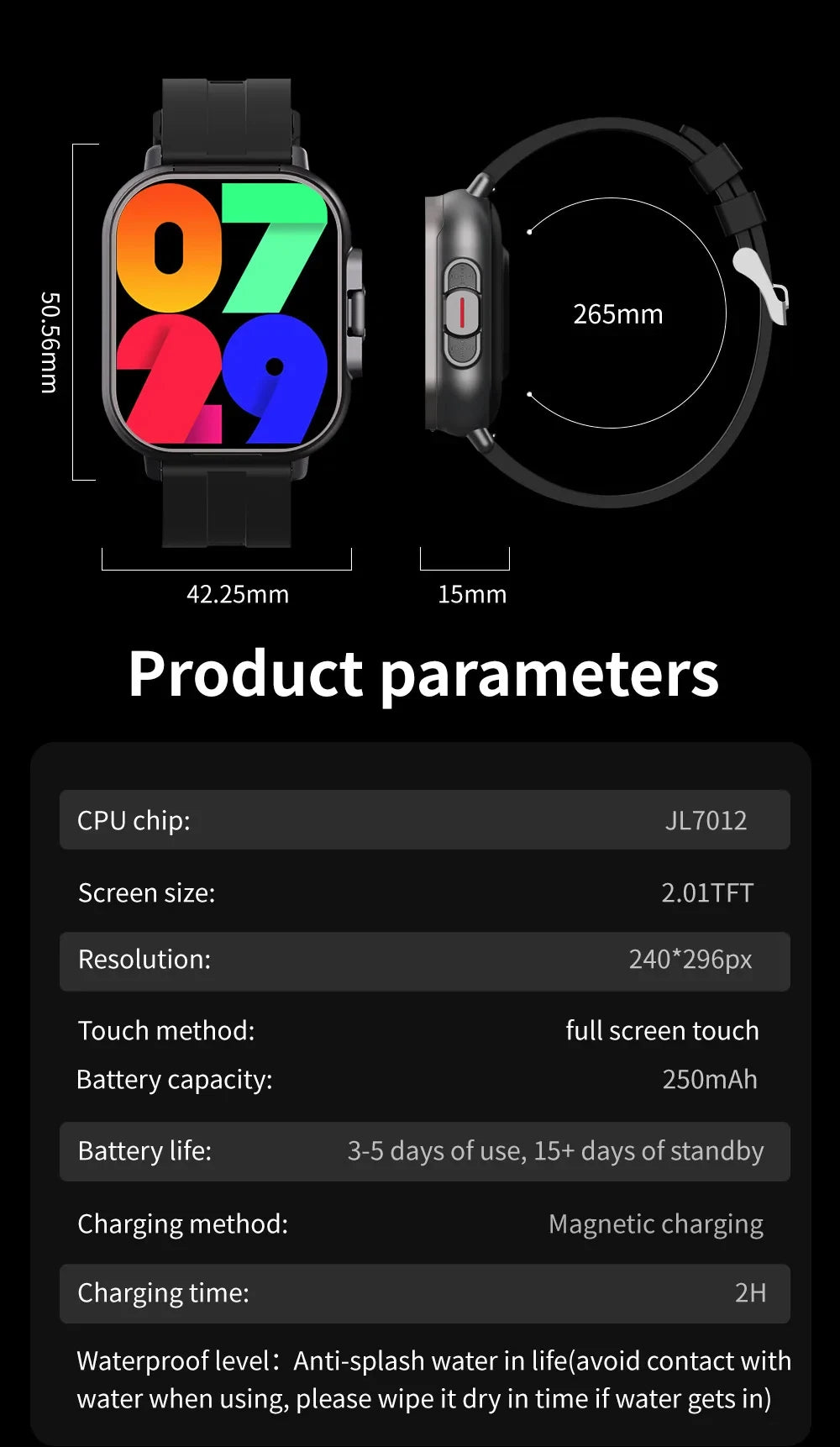 TWS auriculares Smartwatch 2,01 "auriculares 2 en 1 reloj inteligente BT llamada diente azul auriculares relojes ritmo cardíaco deporte Fitness pulsera