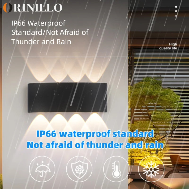 Lámpara de Pared LED Exterior IP65 Impermeable Moderna para Hogar