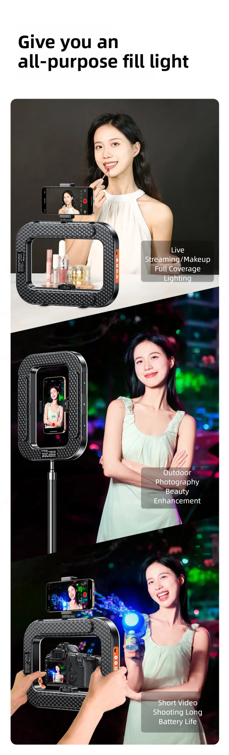 Anillo de mano portátil, luz LED, nueva jaula de conejo, iluminación, lámpara de fotografía para transmisión en vivo móvil, decoración de luz para Selfie