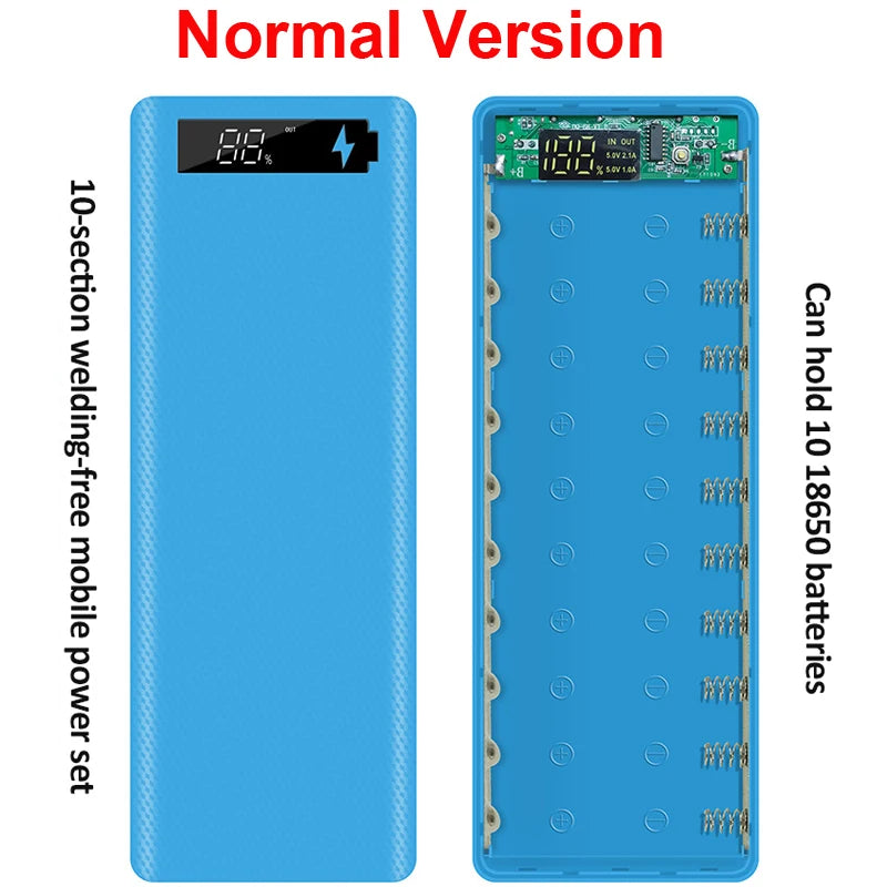 Estuche DIY para Power Bank 10x18650 con Carga Rápida QC 3.0