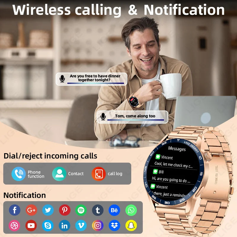 LIGE Reloj Inteligente HD 1.38 Bluetooth