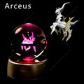 Bola de cristal de Pokémon 3D Pikachu Gengar Mewtwo, lámpara de luz nocturna, estatua de bola de cristal de Pokémon de cristal 3D de Pokeball, regalo de cumpleaños para niños